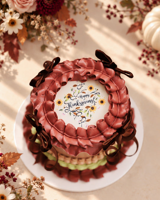 Autumn Bow Thanksgiving Cake