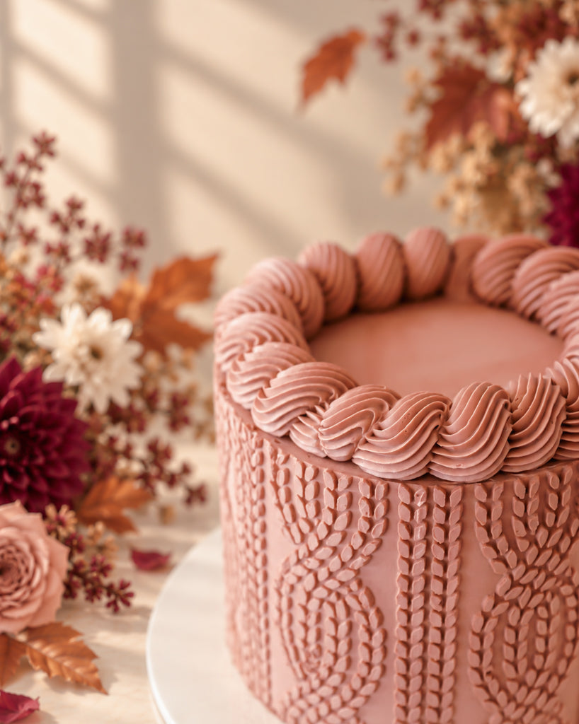 Cozy Cable Knit Thanksgiving Cake