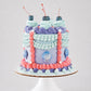 Ariel mermaid-themed cake with mint and lavender rosette wreath, glitter cherries, and coral ribbon piping