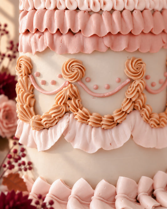 Blush Ruffle Vintage Thanksgiving Cake
