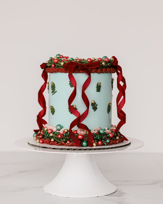 Vintage Pearl Christmas Tree Cake