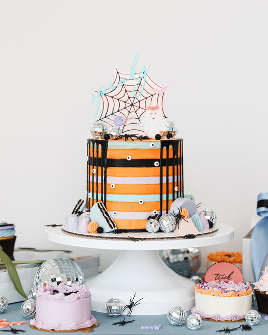 Disco Spider Web Halloween Cake