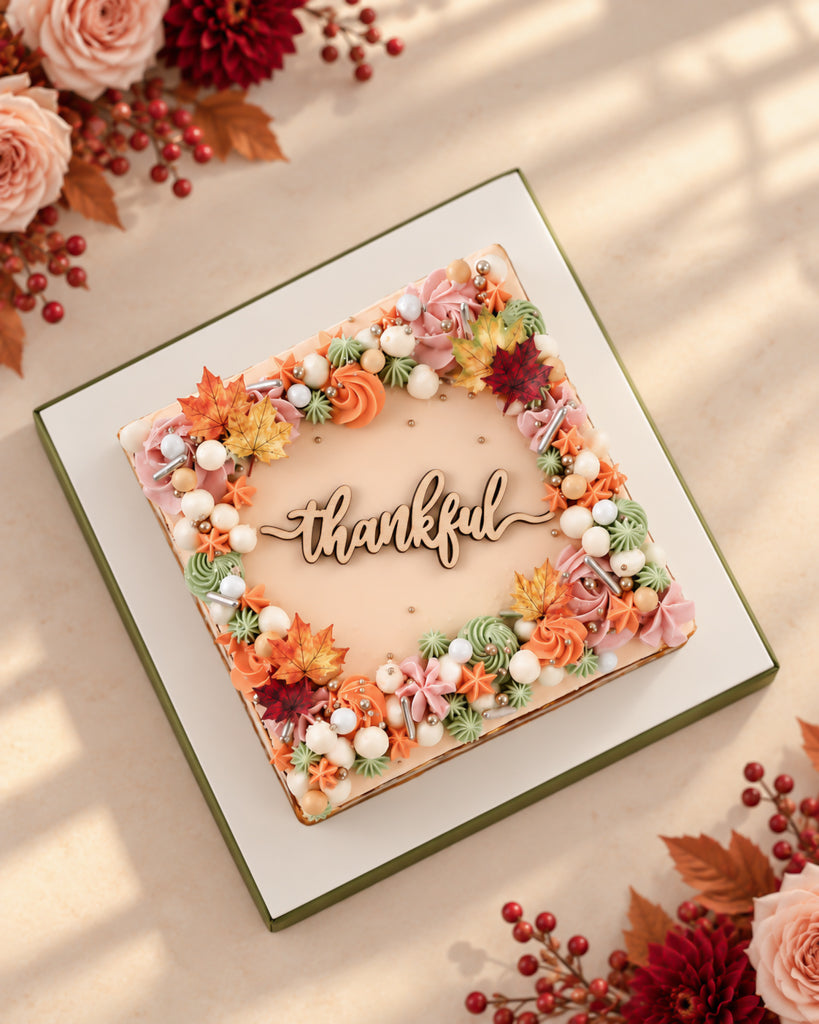 Thankful Thanksgiving Square Cake