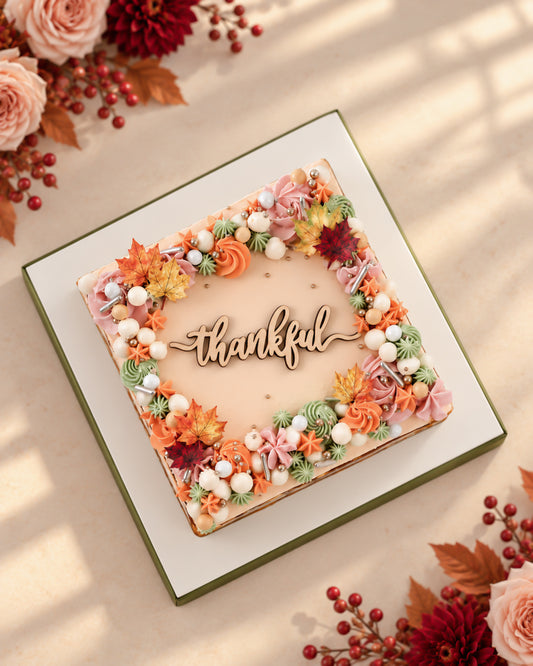 Thankful Thanksgiving Square Cake